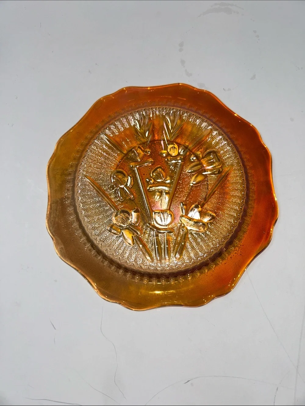 Jeannette Glass Company saucer or dessert plate in Iris and Herringbone pattern